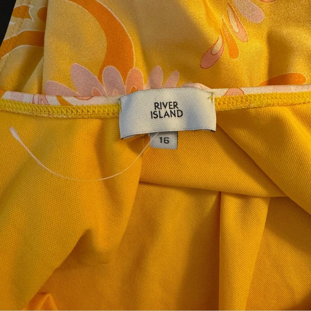 NWOT RIVER ISLAND Scoop-Neck Printed Swimsuit Pull On Style Open Back Size 12 - Picture 8 of 9